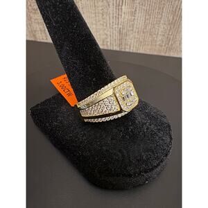 Sz. 9 - Mens 3ct Moissanite Vermeil over 925 stamped Silver Ring